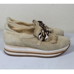 SoftWaves Cadie Beige Leather Slip On Arch Support Platform Sneakers EU 38 7.5